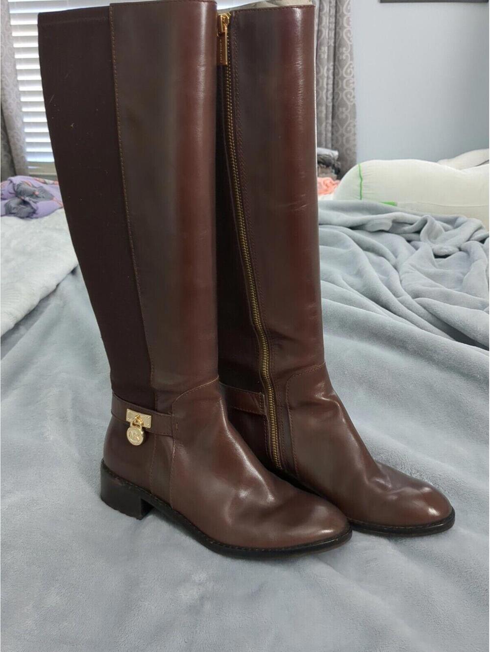 Michael Kors Hamilton Women’s Tall Brown Leather Riding Boots Size 6 M